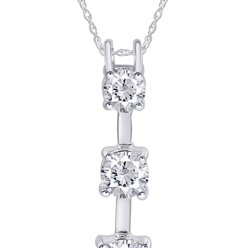 Three Stone Pendant Necklace Dainty Elegant Minimal Chic Anniversary Promise
